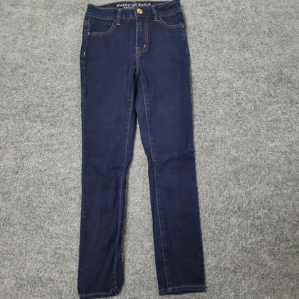 American Eagle Jeans Womens Size 0 Long Dark Wash Skinny Stretch Denim Casual